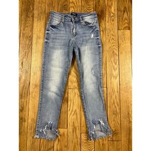 8th of LA Women's Size‎ 5 Distressed Frayed Hem Cropped Jeans Light Wash